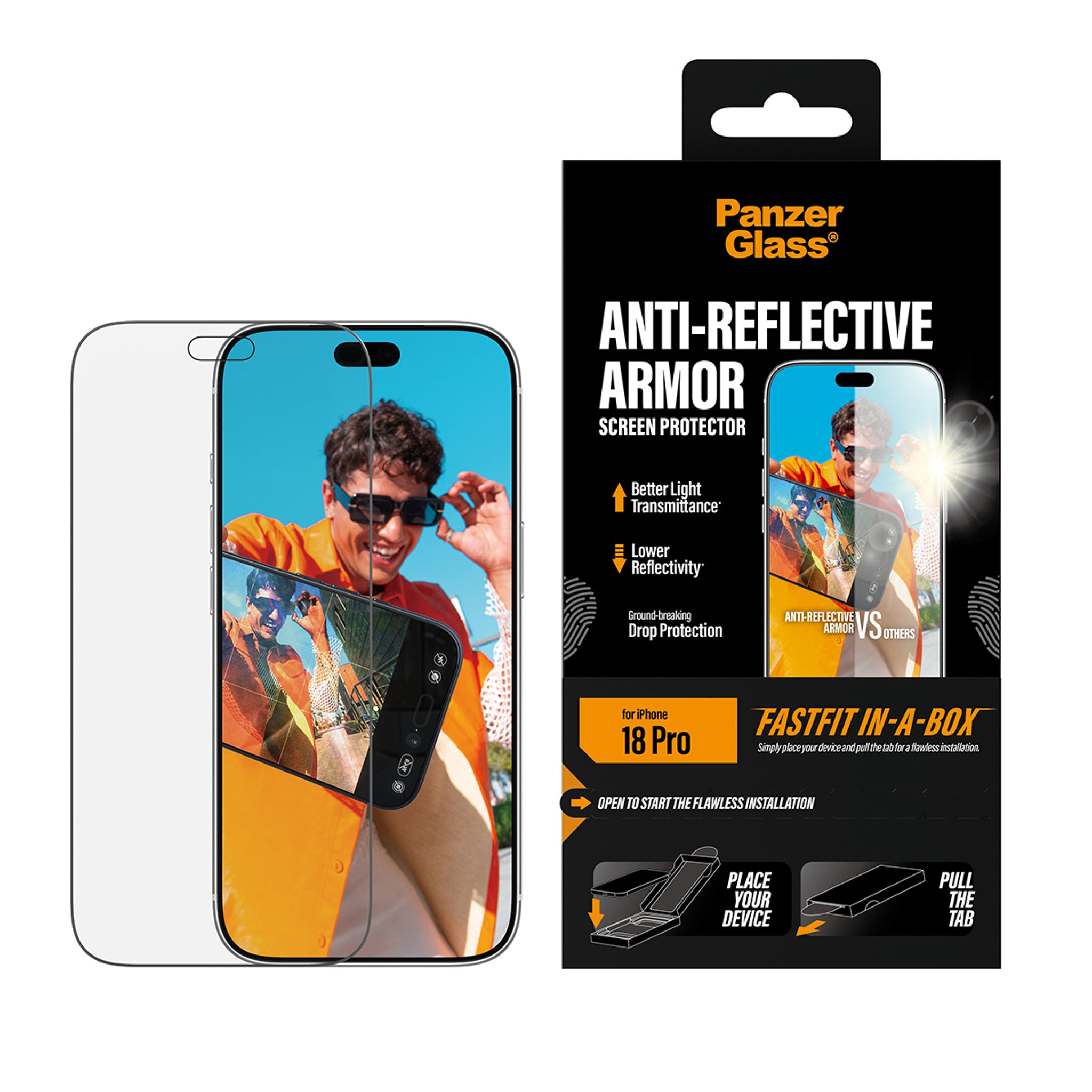 PanzerGlass® Anti-reflective Armor Screen Protector iPhone 18 Pro w. FASTFIT IN-A-BOX